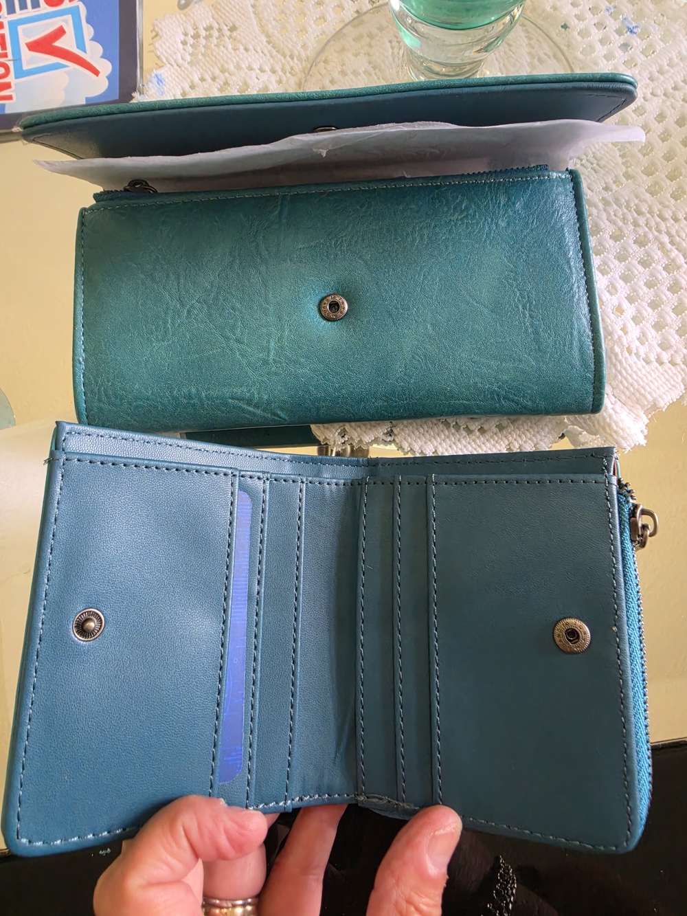 Wrangler Teal Leather Wallet & Coin Pouch Set - Picture 2 of 5